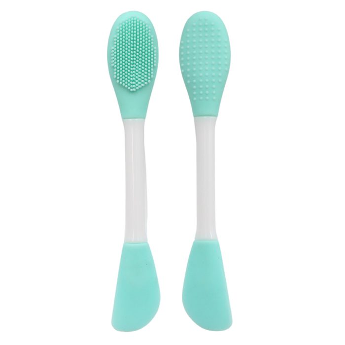 Spatule & brosse visage à double face bleue