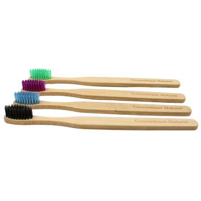 Lot de 4 Brosses à Dents en Bambou Colorées et Biodégradables