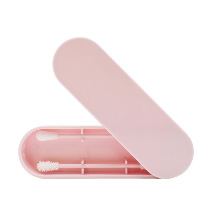 2 cotons tiges réutilisables + boite de rangement - Rose
