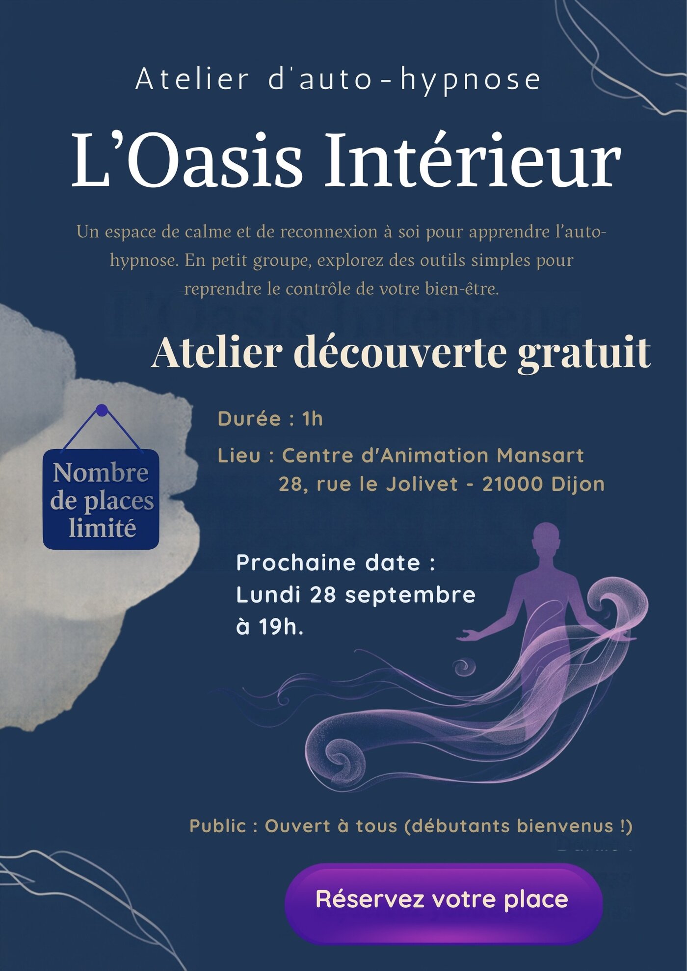 Atelier collectif initiation auto-hypnose "L'Oasis Intérieur" - offre découverte